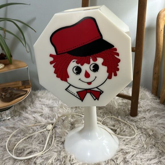 Vintage 70’s Raggedy Ann & Andy Hard Plastic Table Lamp Retro Decor Nostalgic - Picture 4 of 17